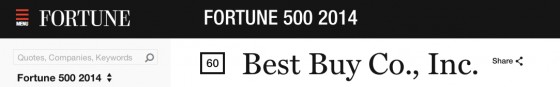 Ranking Fortune 500 - Best Buy = 60